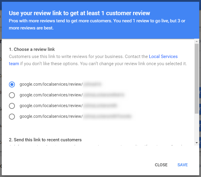 Choose a review link